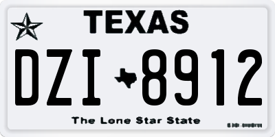 TX license plate DZI8912