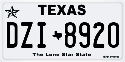 TX license plate DZI8920