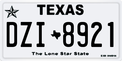 TX license plate DZI8921