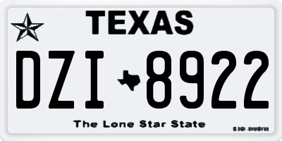 TX license plate DZI8922