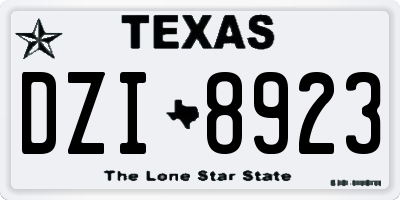 TX license plate DZI8923