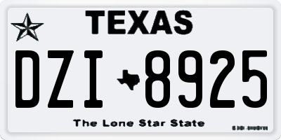 TX license plate DZI8925