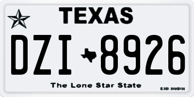 TX license plate DZI8926