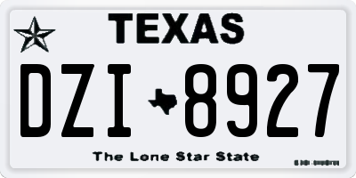 TX license plate DZI8927