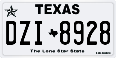 TX license plate DZI8928