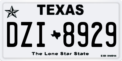 TX license plate DZI8929