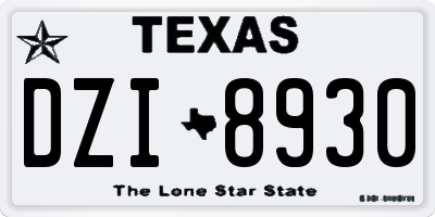 TX license plate DZI8930