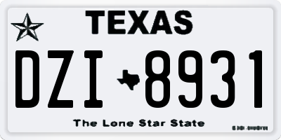 TX license plate DZI8931