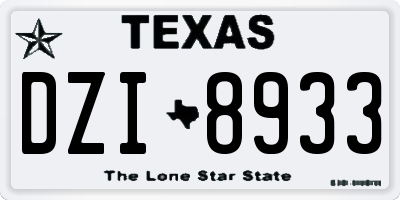 TX license plate DZI8933