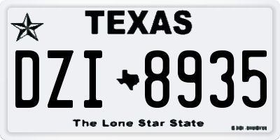 TX license plate DZI8935