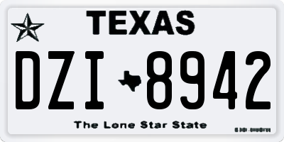 TX license plate DZI8942