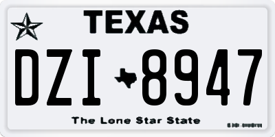 TX license plate DZI8947