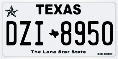 TX license plate DZI8950
