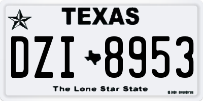 TX license plate DZI8953