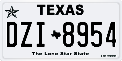 TX license plate DZI8954