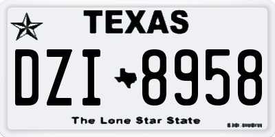 TX license plate DZI8958