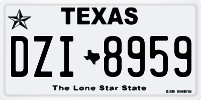TX license plate DZI8959