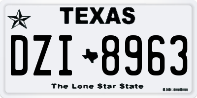 TX license plate DZI8963