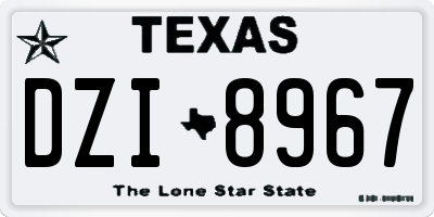 TX license plate DZI8967