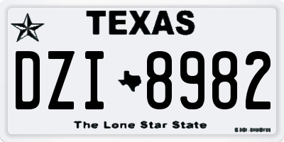 TX license plate DZI8982