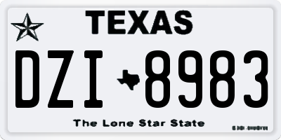 TX license plate DZI8983