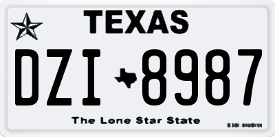 TX license plate DZI8987