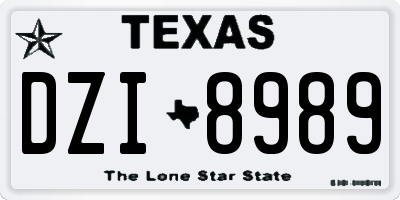 TX license plate DZI8989