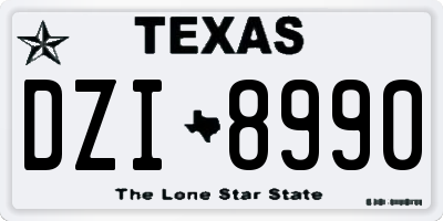 TX license plate DZI8990