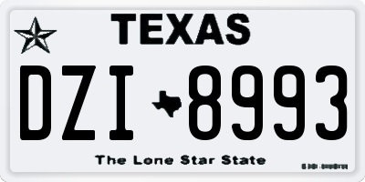TX license plate DZI8993
