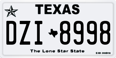TX license plate DZI8998