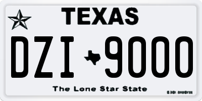 TX license plate DZI9000