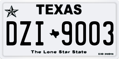 TX license plate DZI9003