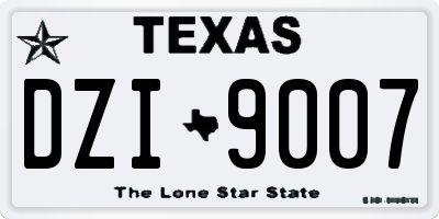TX license plate DZI9007
