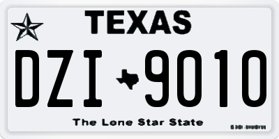 TX license plate DZI9010