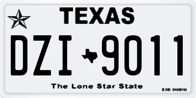 TX license plate DZI9011