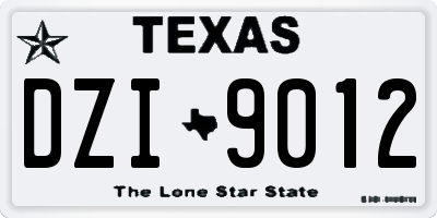 TX license plate DZI9012