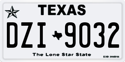 TX license plate DZI9032