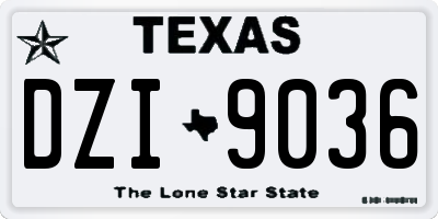 TX license plate DZI9036