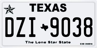 TX license plate DZI9038