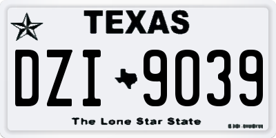 TX license plate DZI9039