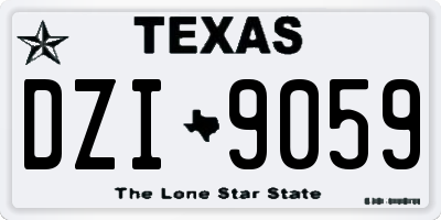 TX license plate DZI9059