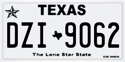TX license plate DZI9062
