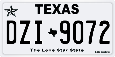 TX license plate DZI9072