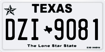 TX license plate DZI9081