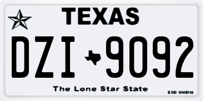 TX license plate DZI9092
