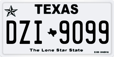 TX license plate DZI9099