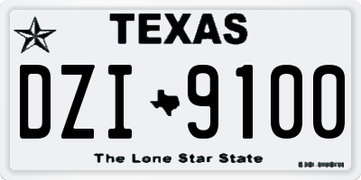 TX license plate DZI9100