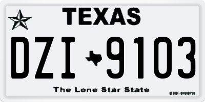TX license plate DZI9103