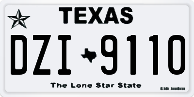 TX license plate DZI9110