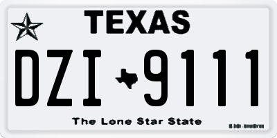 TX license plate DZI9111